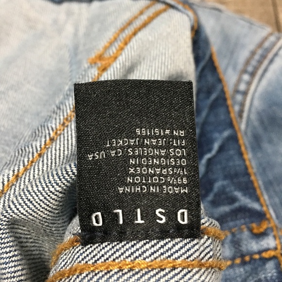 DSTLD Jean Jacket Women’s M Blue Distressed Denim Pockets Stretch Trucker - Picture 8 of 9